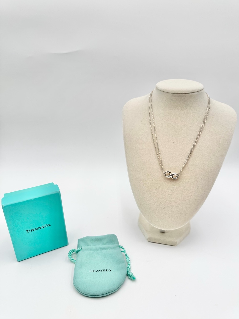 Tiffany & Co. sterling silver infinity double chain necklace